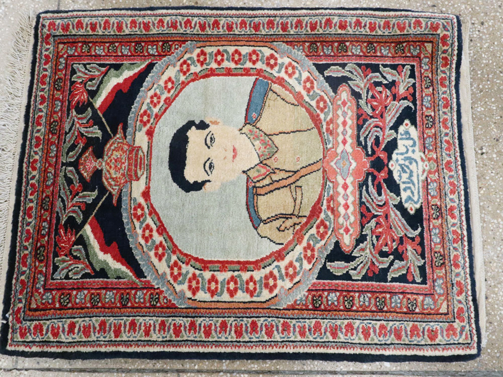 Vintage Persian Qazvin Pictorial Rug, No.19076 - Galerie Shabab