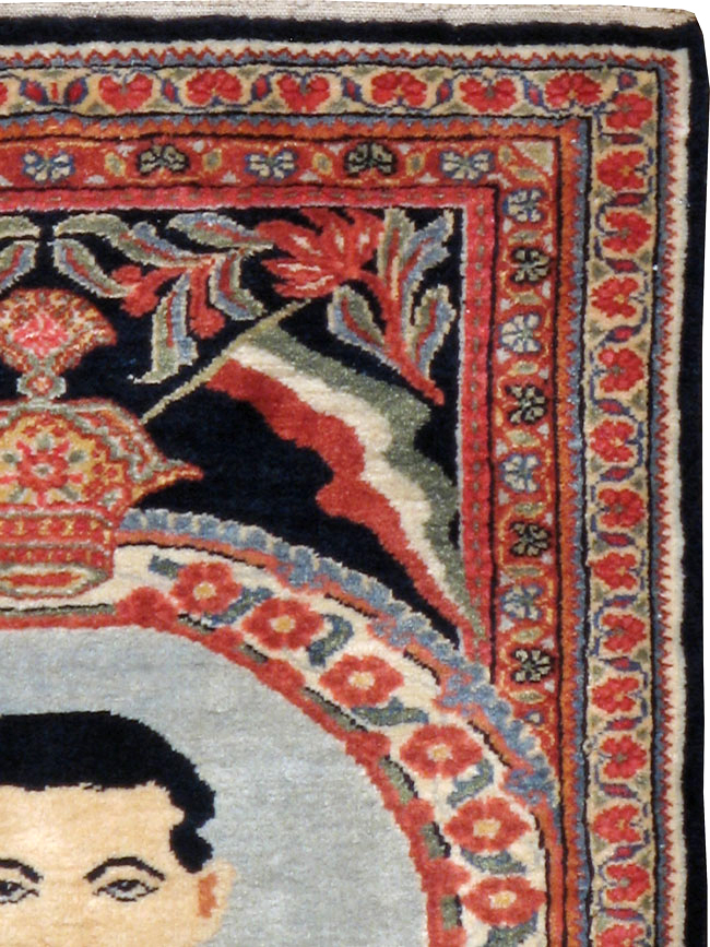 Vintage Persian Qazvin Pictorial Rug, No.19077 - Galerie Shabab