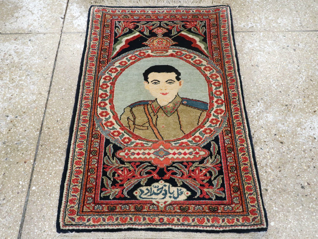 Vintage Persian Qazvin Pictorial Rug, No.19077 - Galerie Shabab