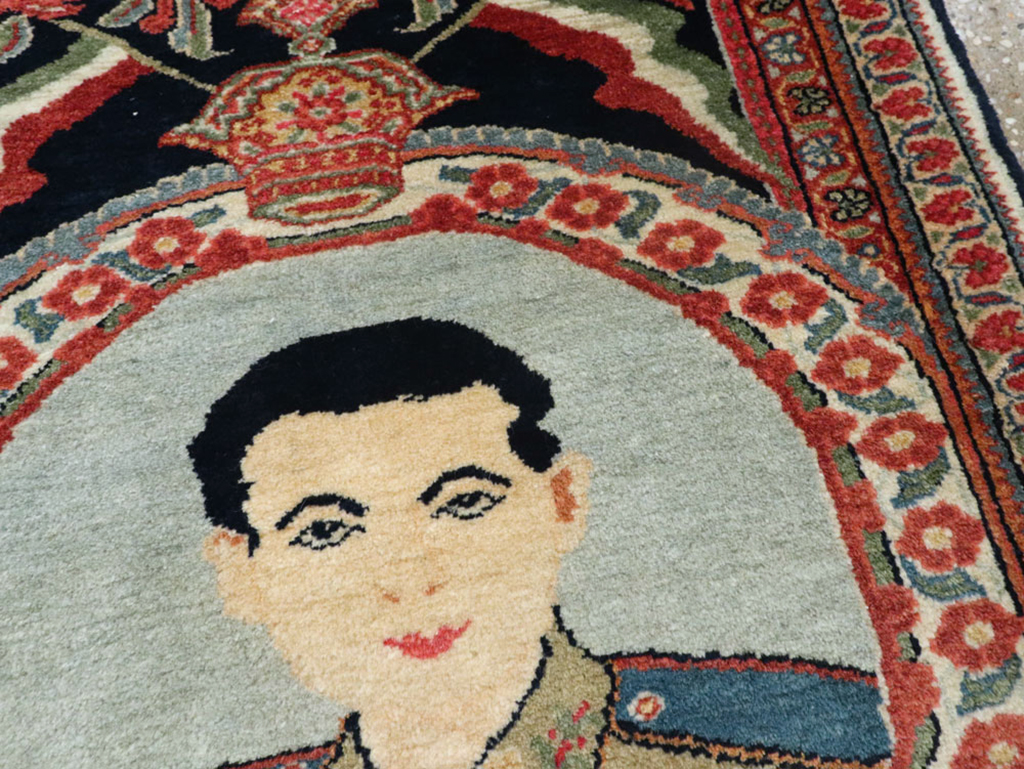 Vintage Persian Qazvin Pictorial Rug, No.19077 - Galerie Shabab