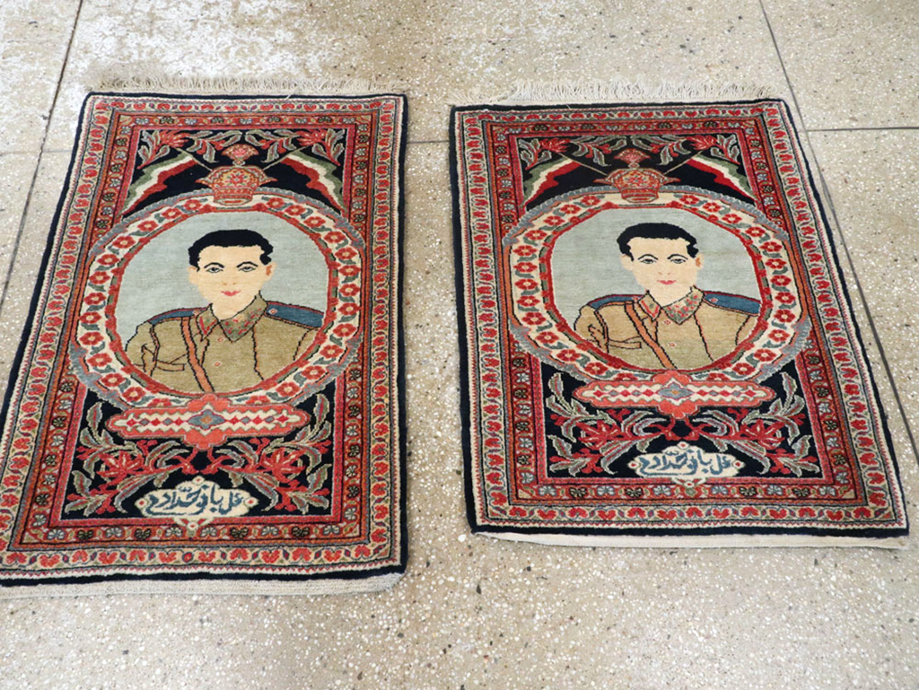 Vintage Persian Qazvin Pictorial Rug, No.19077 - Galerie Shabab