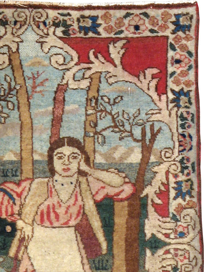 Antique Persian Tabriz Pictorial Rug, No.19078 - Galerie Shabab