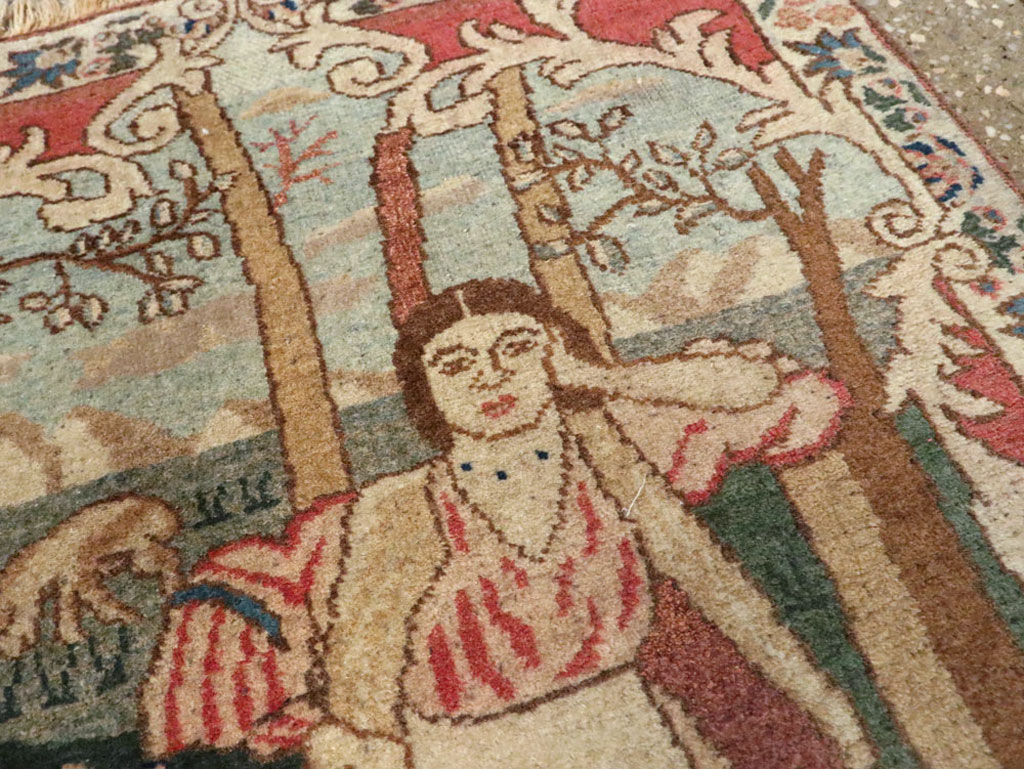 Antique Persian Tabriz Pictorial Rug, No.19078 - Galerie Shabab
