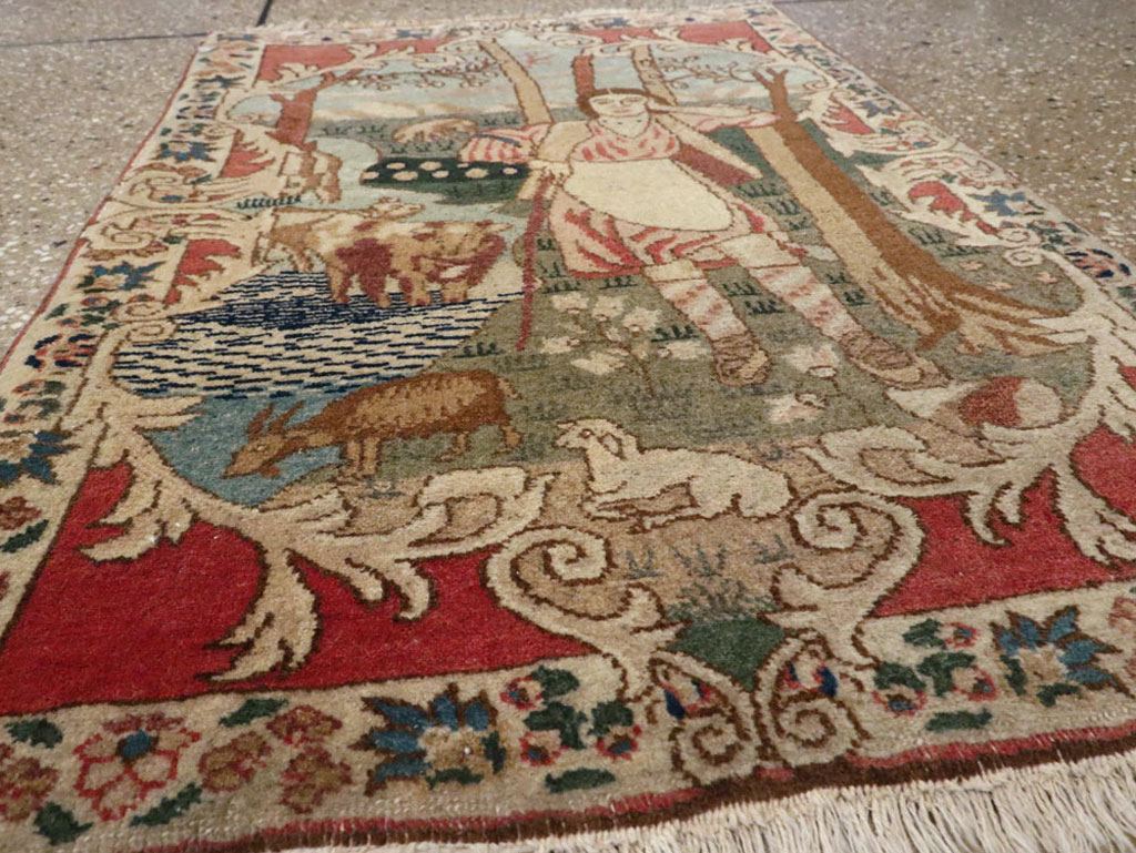 Antique Persian Tabriz Pictorial Rug, No.19078 - Galerie Shabab