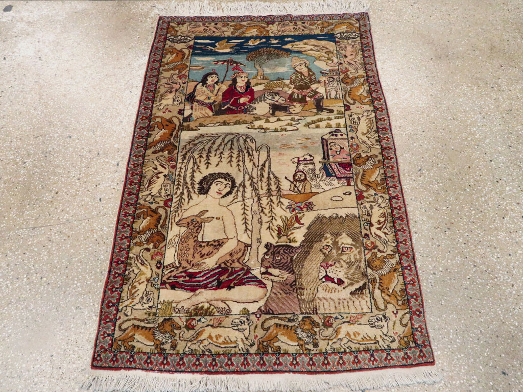 Vintage Persian Tabriz Pictorial Rug, No.19079 - Galerie Shabab
