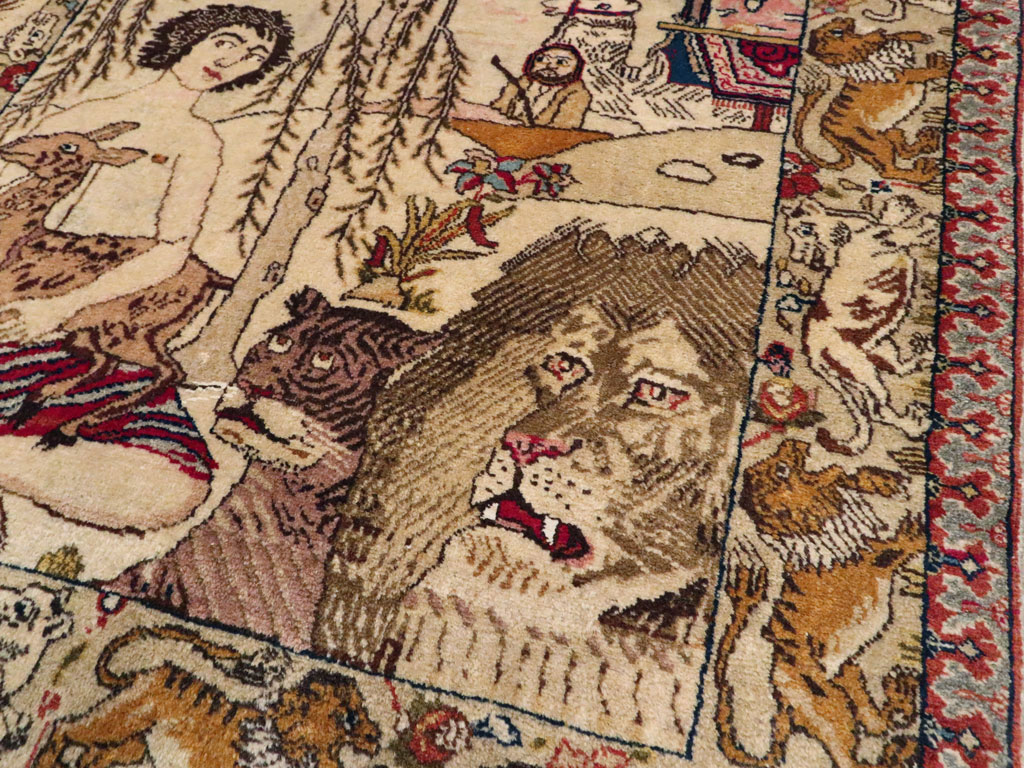 Vintage Persian Tabriz Pictorial Rug, No.19079 - Galerie Shabab