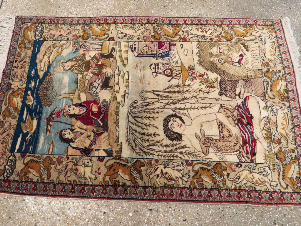Vintage Persian Tabriz Pictorial Rug, No.19079 - Galerie Shabab