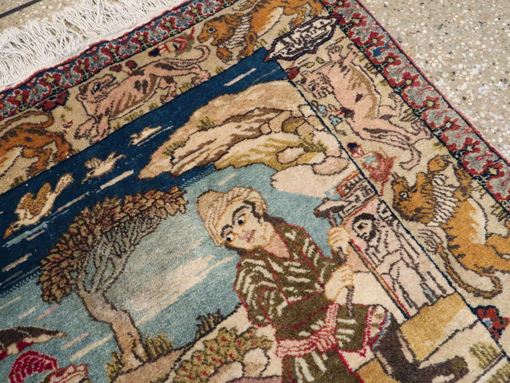 Vintage Persian Tabriz Pictorial Rug, No.19079 - Galerie Shabab