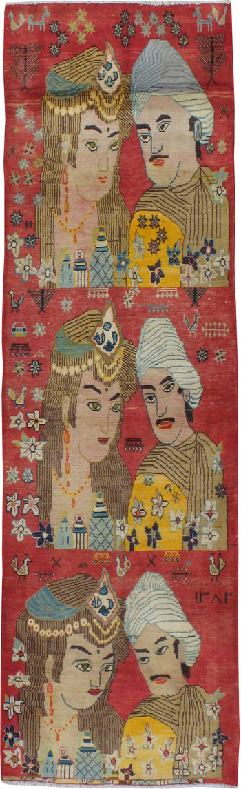 Vintage Persian Tabriz Pictorial Rug, No.19080 - Galerie Shabab