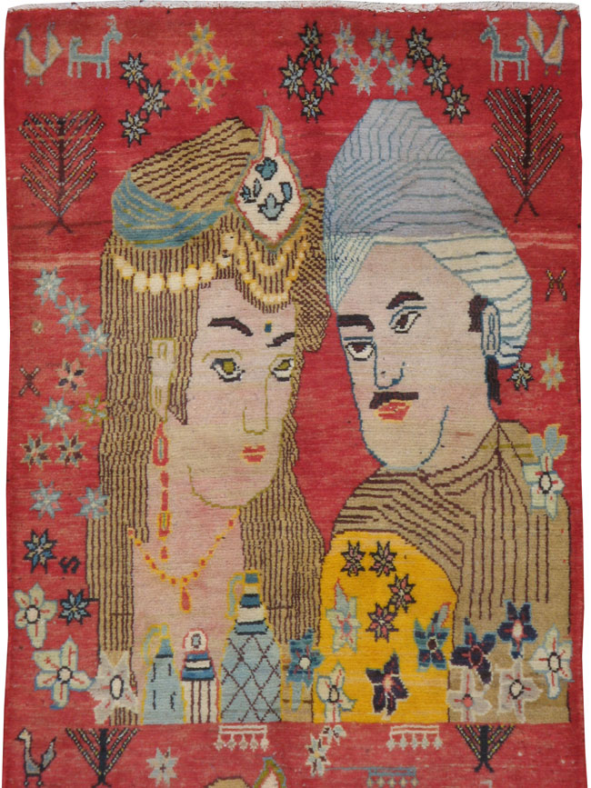 Vintage Persian Tabriz Pictorial Rug, No.19080 - Galerie Shabab