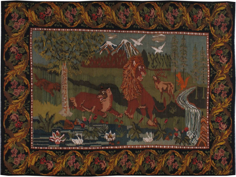 Vintage Pictorial Kilim, No.19102 - Galerie Shabab