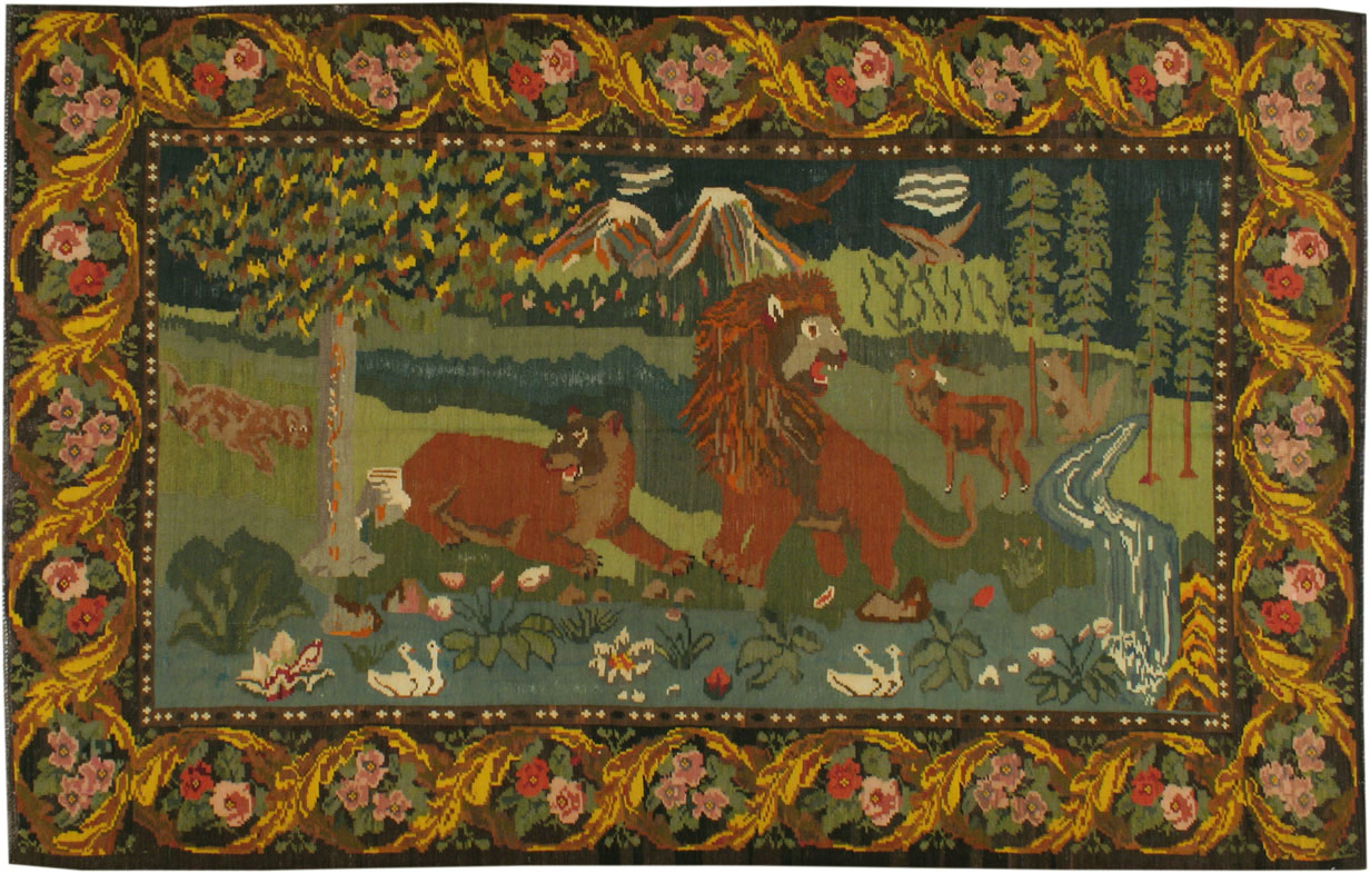 Vintage Pictorial Kilim, No.19103 - Galerie Shabab