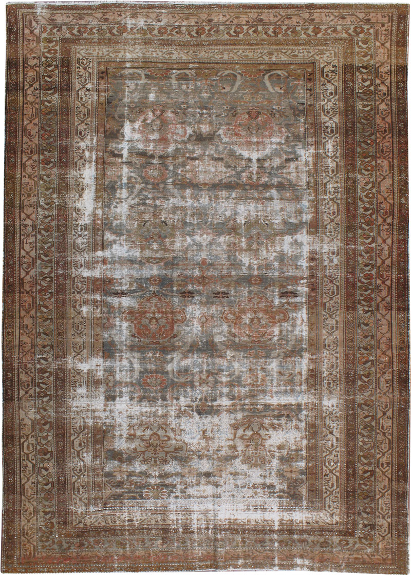 Antique Distressed Malayer Carpet, No.19132 - Galerie Shabab