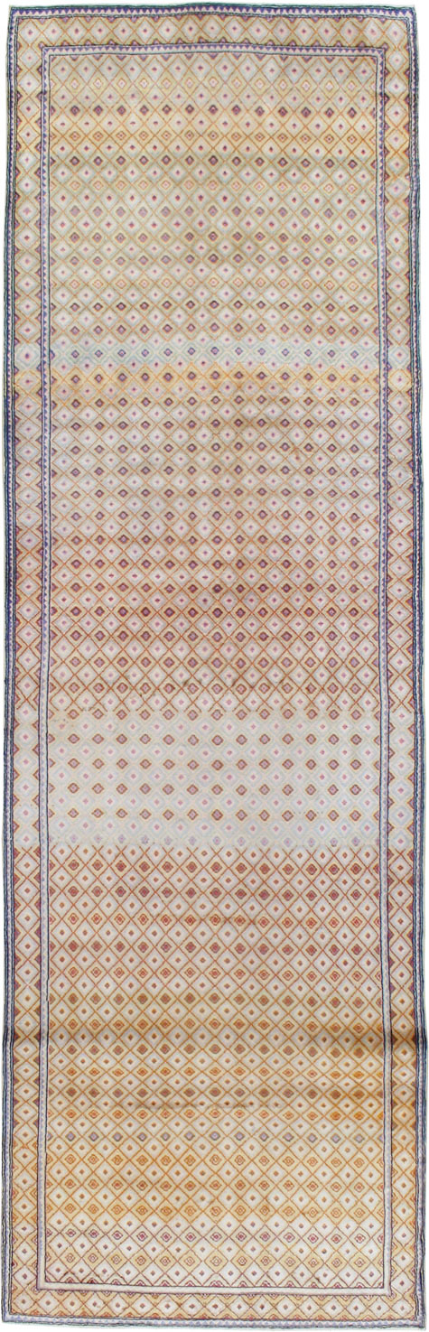 Vintage Persian Kashan Deco Wide Gallery Runner, No.19196 - Galerie Shabab