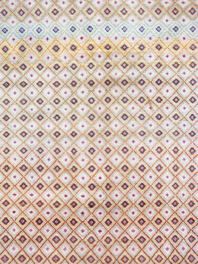 Vintage Persian Kashan Deco Wide Gallery Runner, No.19196 - Galerie Shabab