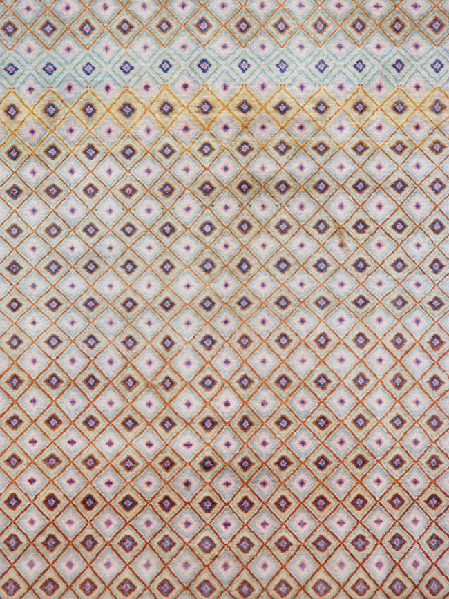 Vintage Persian Kashan Deco Wide Gallery Runner, No.19196 - Galerie Shabab