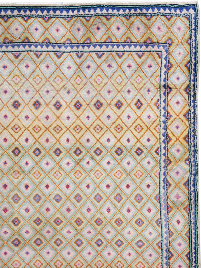 Vintage Persian Kashan Deco Wide Gallery Runner, No.19196 - Galerie Shabab