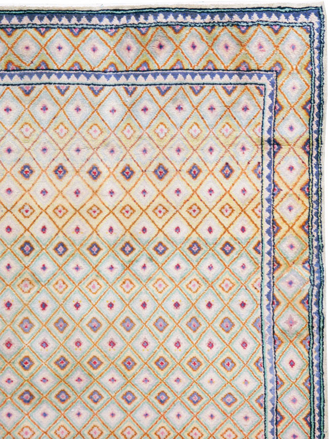 Vintage Persian Kashan Deco Wide Gallery Runner, No.19196 - Galerie Shabab