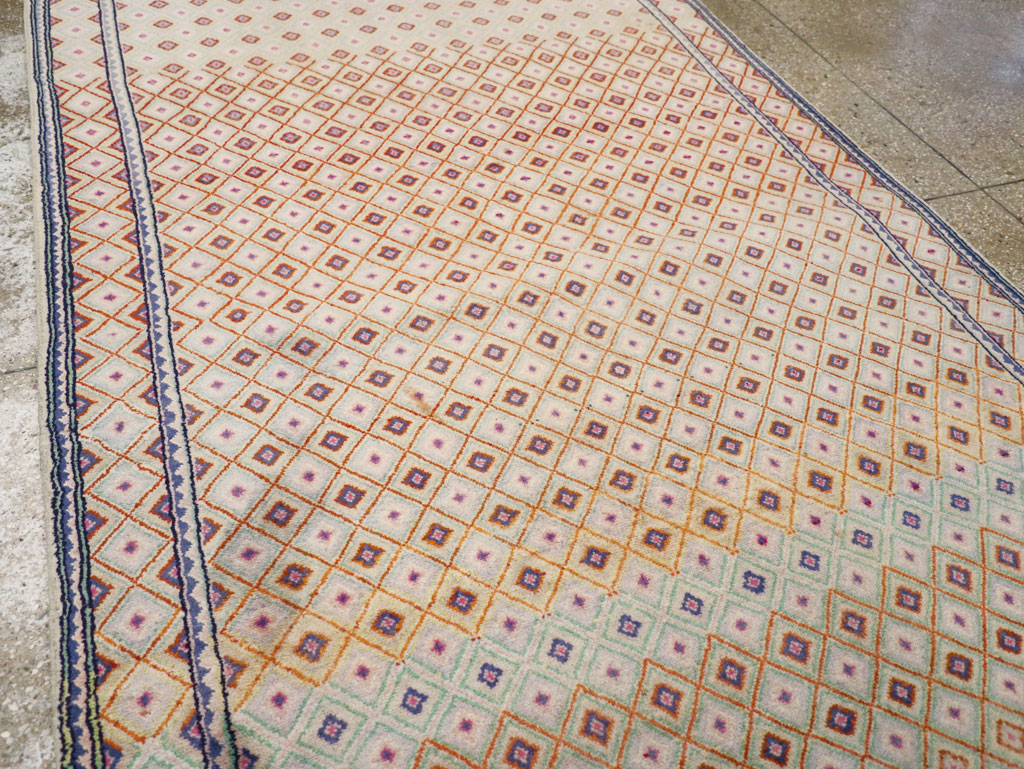 Vintage Persian Kashan Deco Wide Gallery Runner, No.19196 - Galerie Shabab