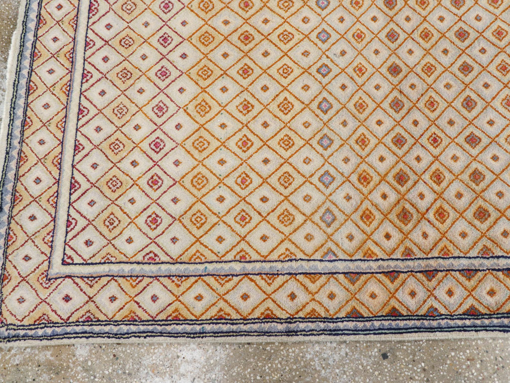 Vintage Persian Kashan Deco Wide Gallery Runner, No.19196 - Galerie Shabab