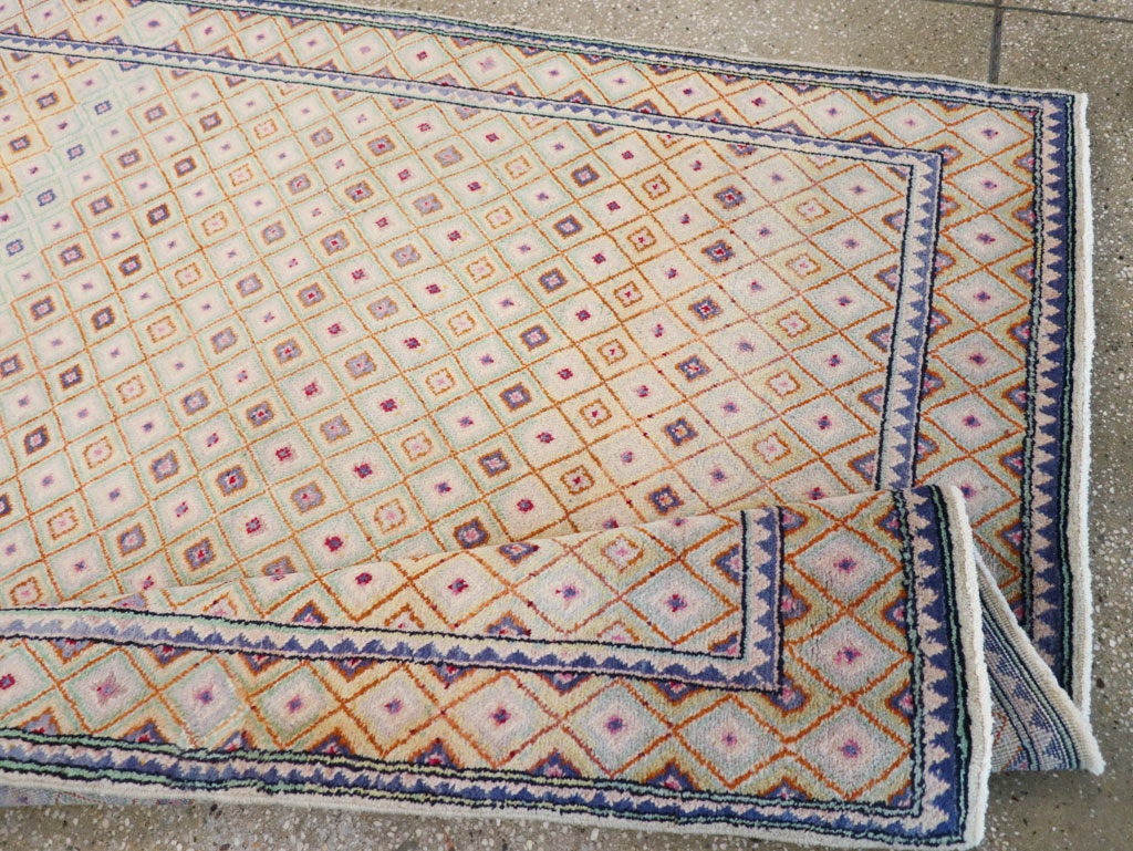 Vintage Persian Kashan Deco Wide Gallery Runner, No.19196 - Galerie Shabab