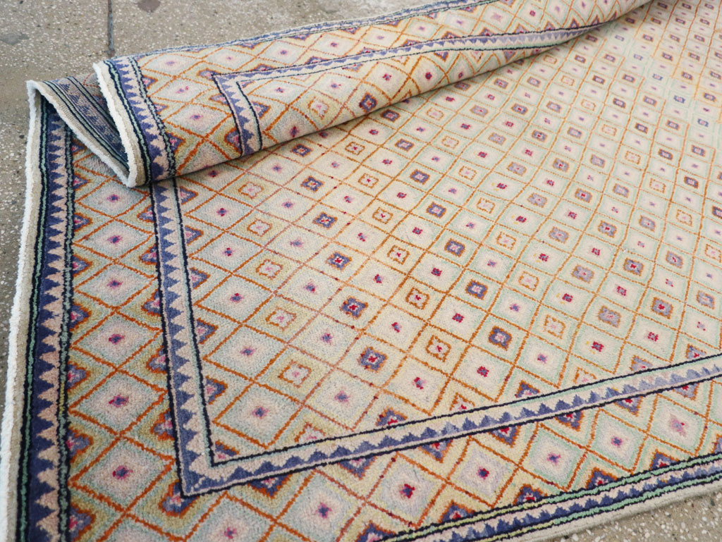 Vintage Persian Kashan Deco Wide Gallery Runner, No.19196 - Galerie Shabab