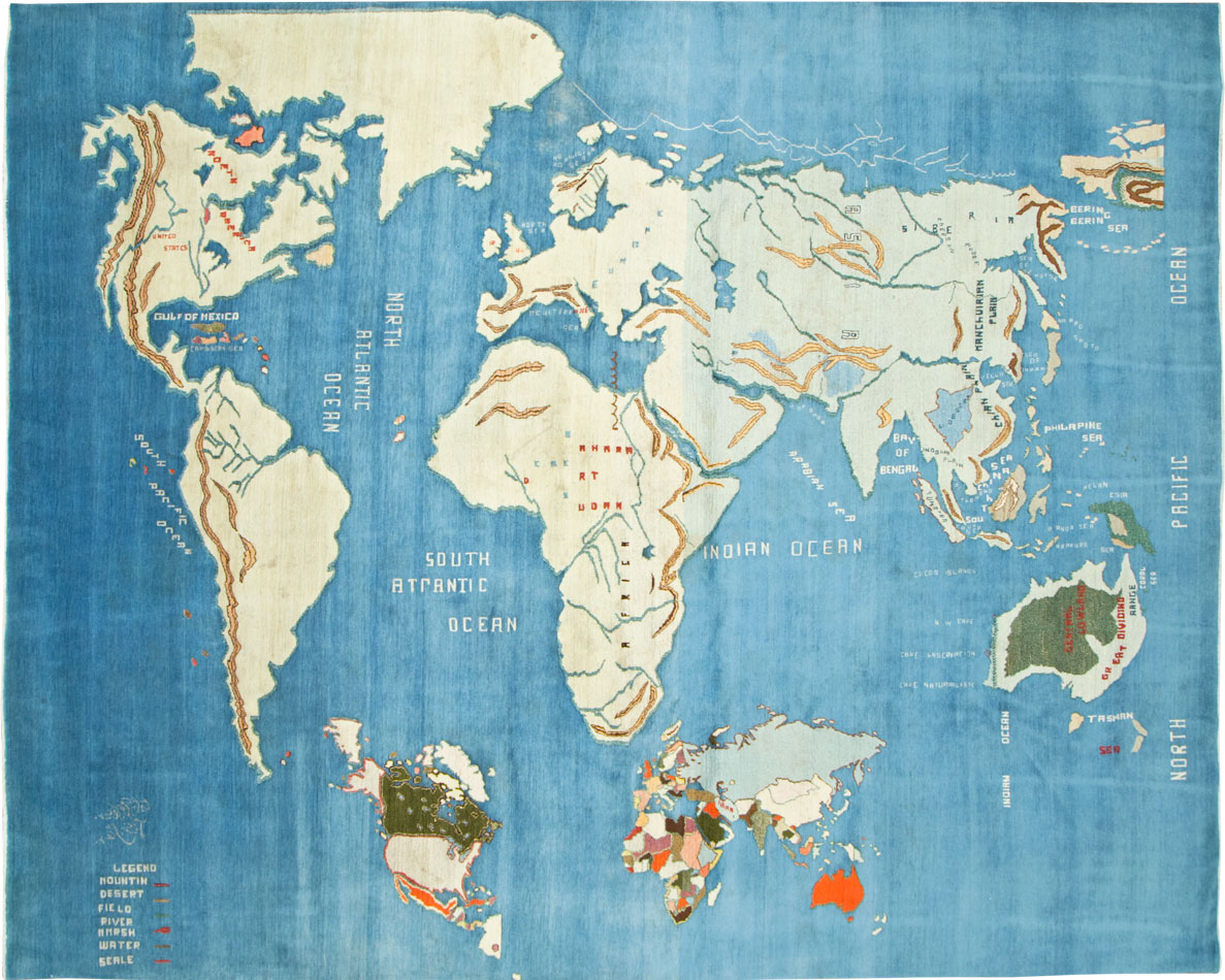 Vintage Persian Mashad Map Carpet, No.19249 - Galerie Shabab