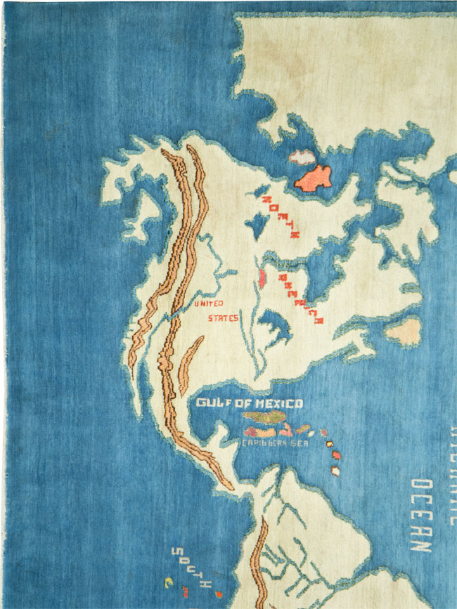 Vintage Persian Mashad Map Carpet, No.19249 - Galerie Shabab