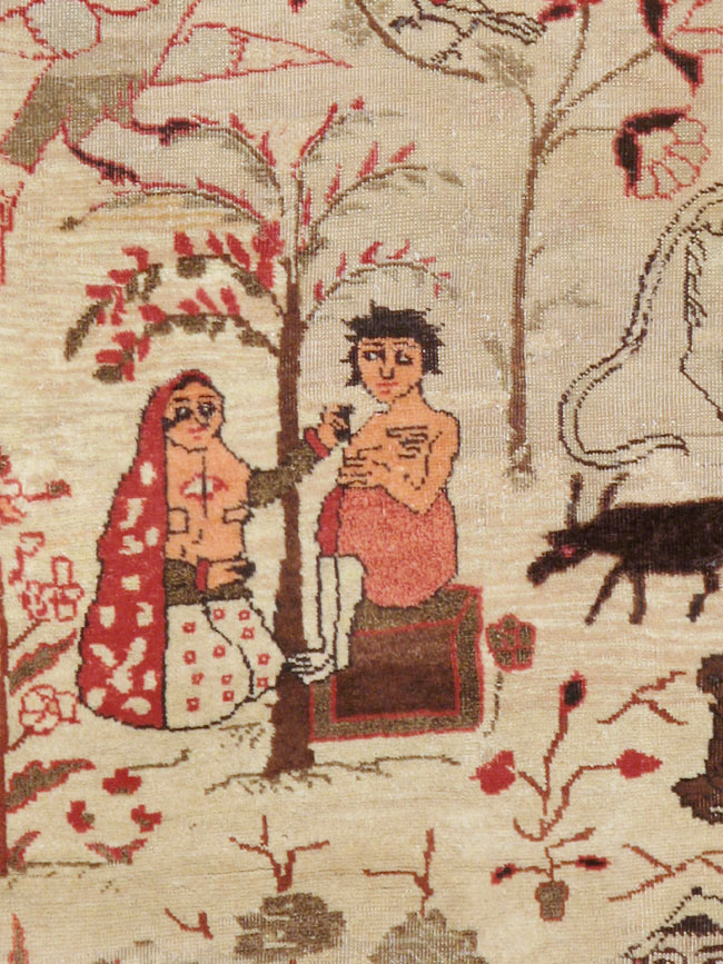 Vintage Persian Kerman Pictorial Rug, No.19976 - Galerie Shabab