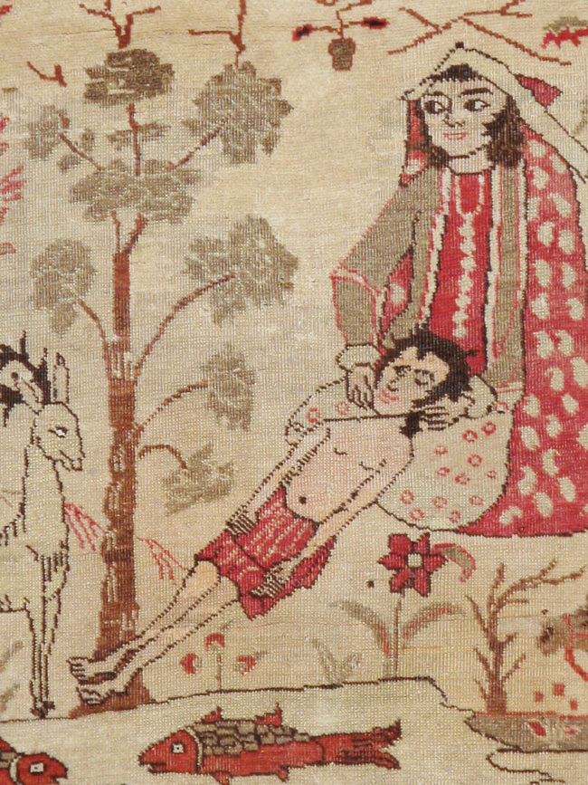 Vintage Persian Kerman Pictorial Rug, No.19976 - Galerie Shabab