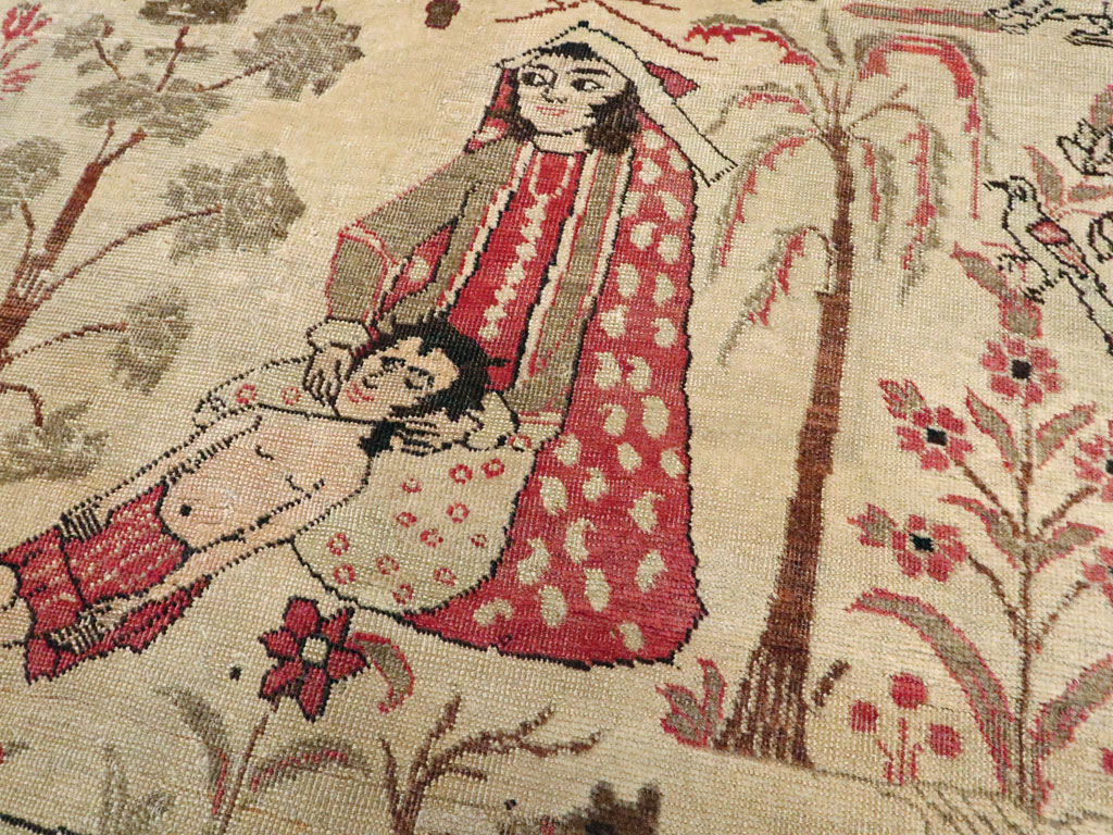 Vintage Persian Kerman Pictorial Rug, No.19976 - Galerie Shabab