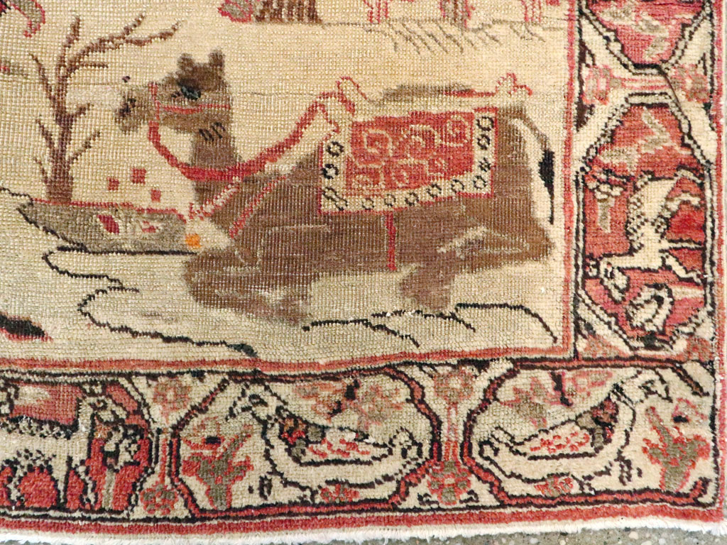 Vintage Persian Kerman Pictorial Rug, No.19976 - Galerie Shabab