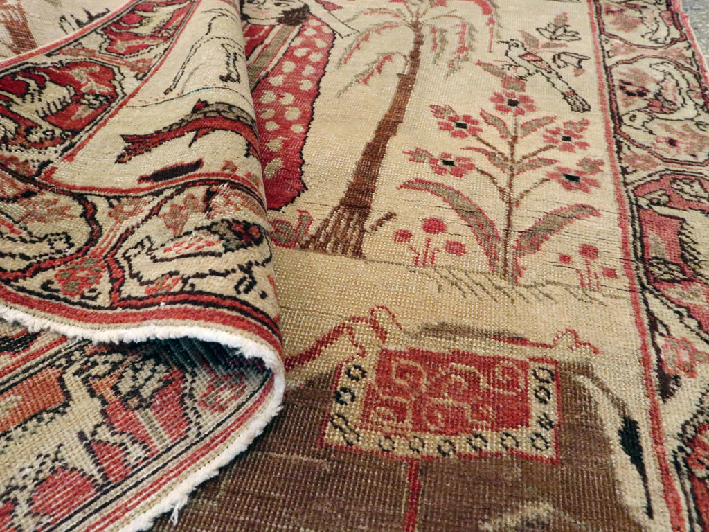 Vintage Persian Kerman Pictorial Rug, No.19976 - Galerie Shabab