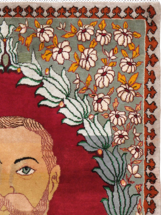 Vintage Persian Tabriz King George V Pictorial Rug, No.20021 - Galerie Shabab