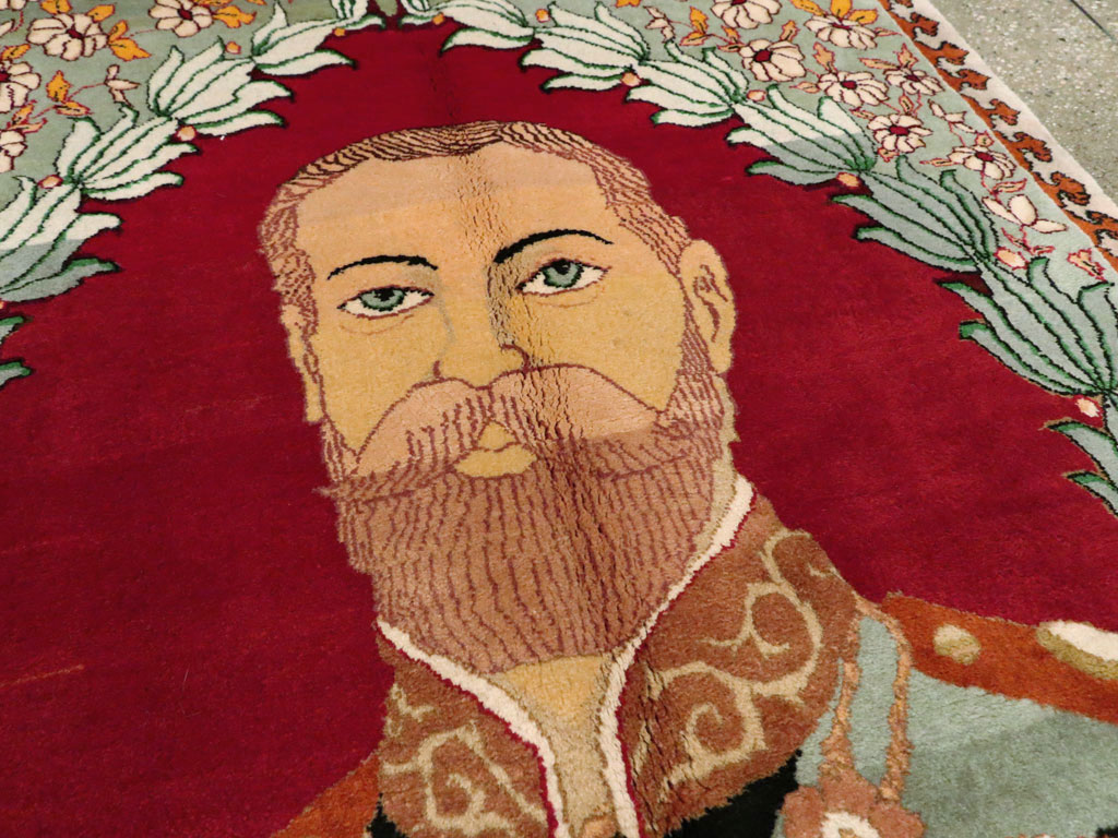 Vintage Persian Tabriz King George V Pictorial Rug, No.20021 - Galerie Shabab