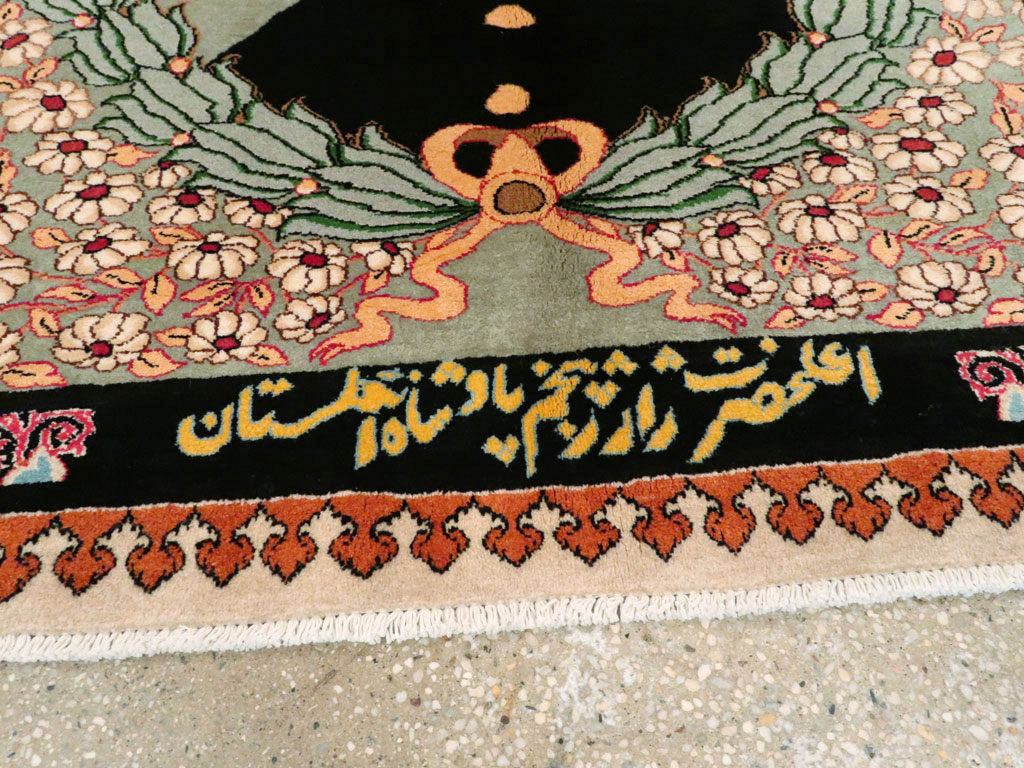 Vintage Persian Tabriz King George V Pictorial Rug, No.20021 - Galerie Shabab