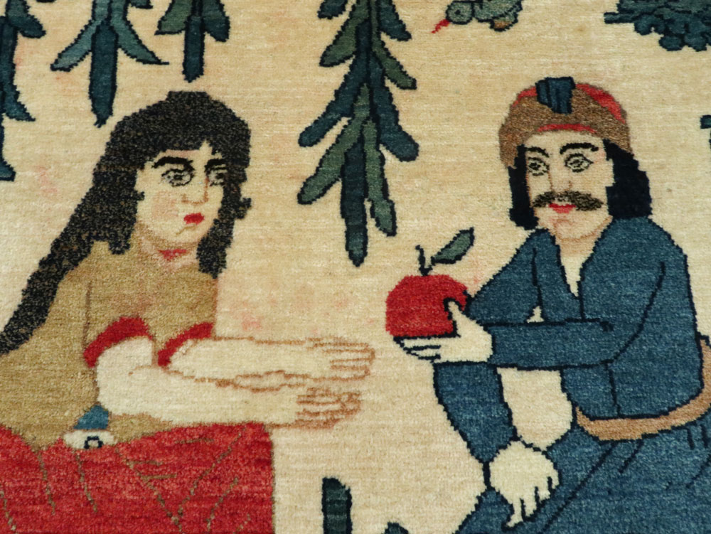 Vintage Persian Kashan Pictorial Rug, No.20024 - Galerie Shabab