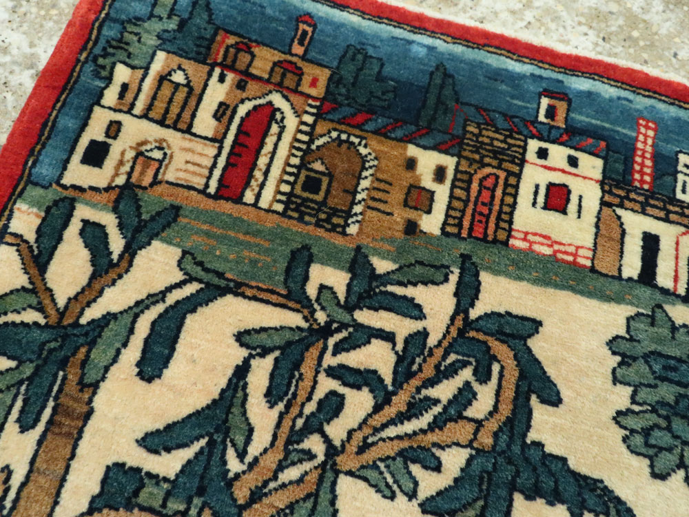 Vintage Persian Kashan Pictorial Rug, No.20024 - Galerie Shabab