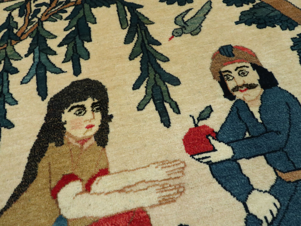 Vintage Persian Kashan Pictorial Rug, No.20026 - Galerie Shabab