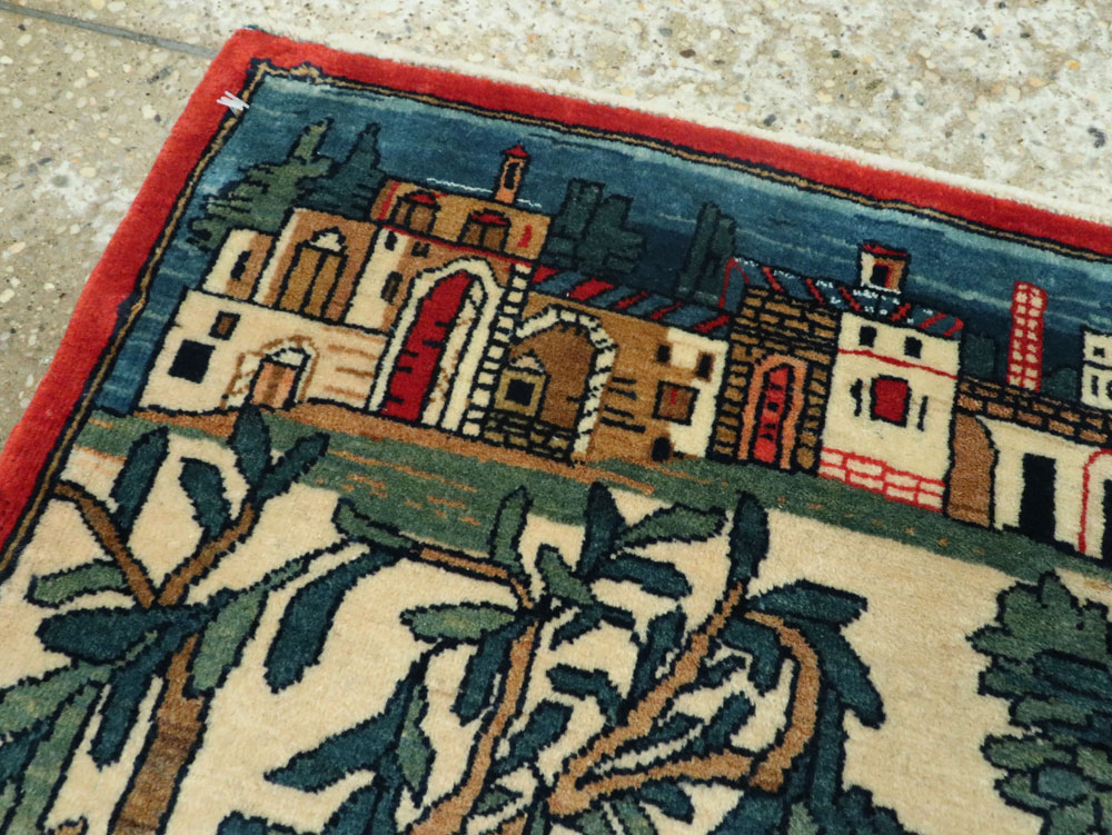 Vintage Persian Kashan Pictorial Rug, No.20026 - Galerie Shabab