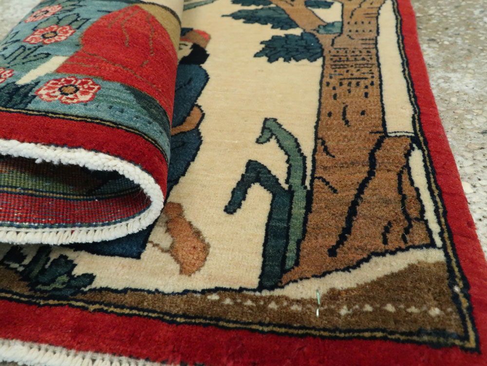 Vintage Persian Kashan Pictorial Rug, No.20026 - Galerie Shabab