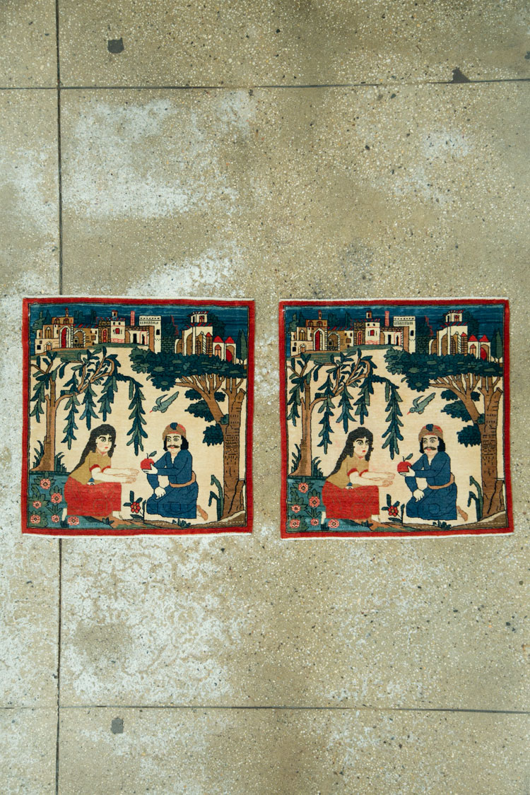 Vintage Persian Kashan Pictorial Rug, No.20026 - Galerie Shabab
