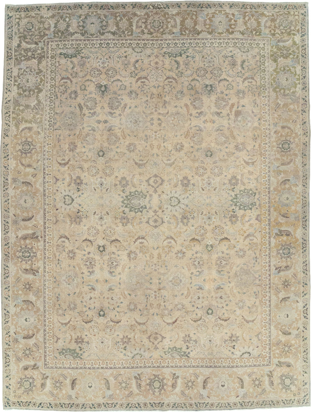 Vintage Persian Tabriz Room Size Carpet, No.20031 - Galerie Shabab