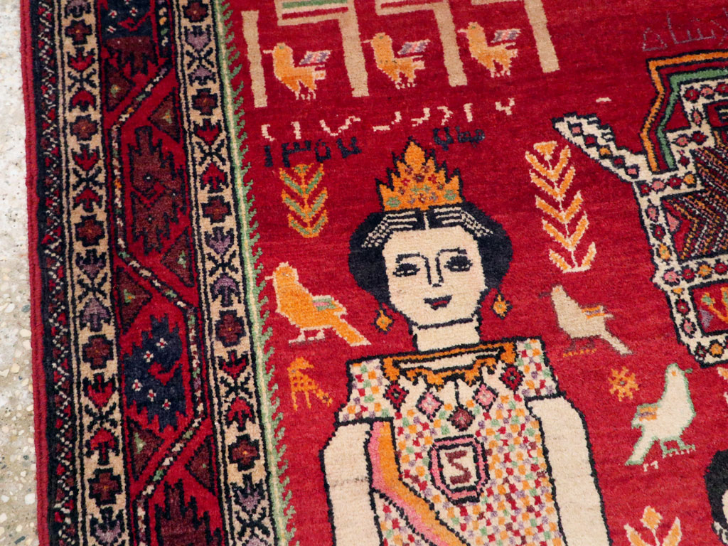 Vintage Persian Pictorial Malayer Rug, No.20057 - Galerie Shabab