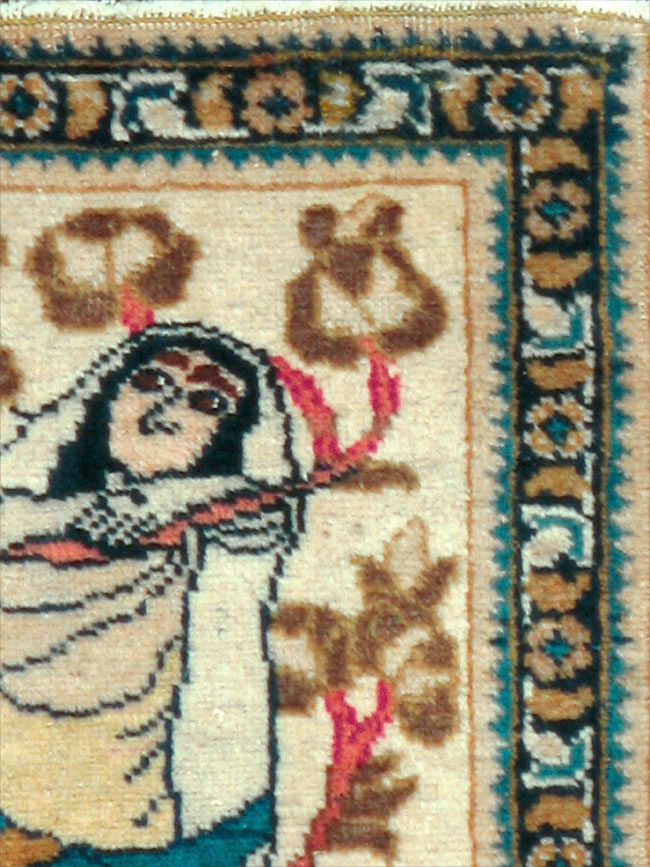 Vintage Persian Tabriz Pictorial Rug, No.20090 - Galerie Shabab