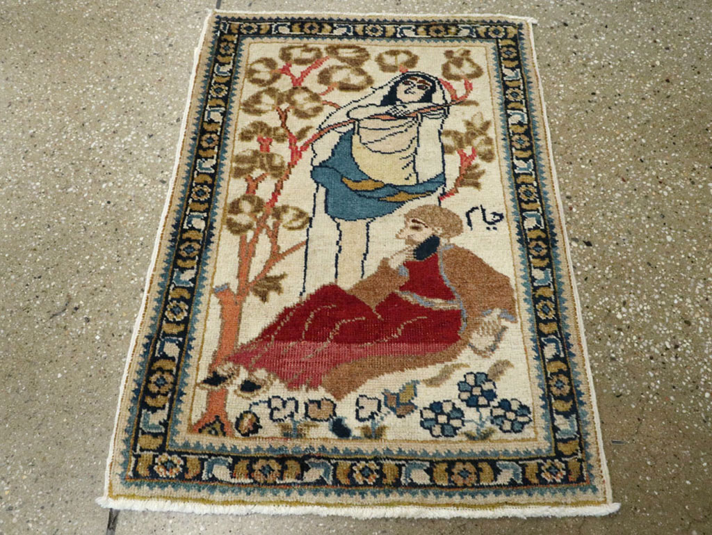Vintage Persian Tabriz Pictorial Rug, No.20090 - Galerie Shabab