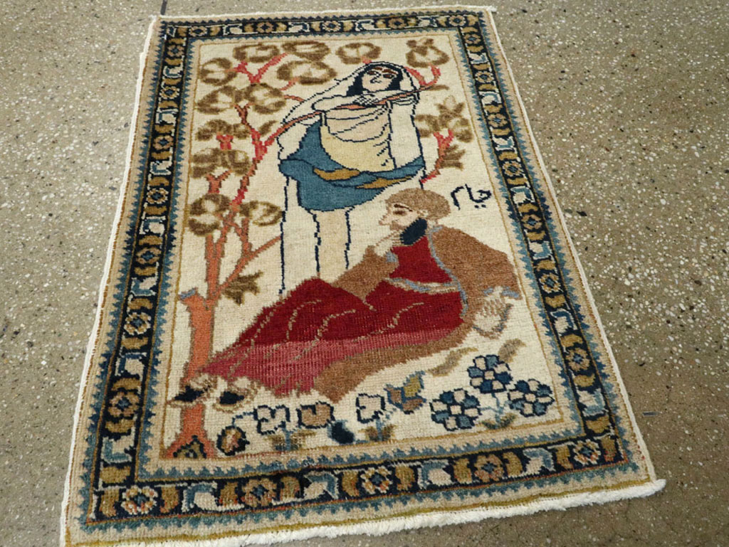 Vintage Persian Tabriz Pictorial Rug, No.20090 - Galerie Shabab