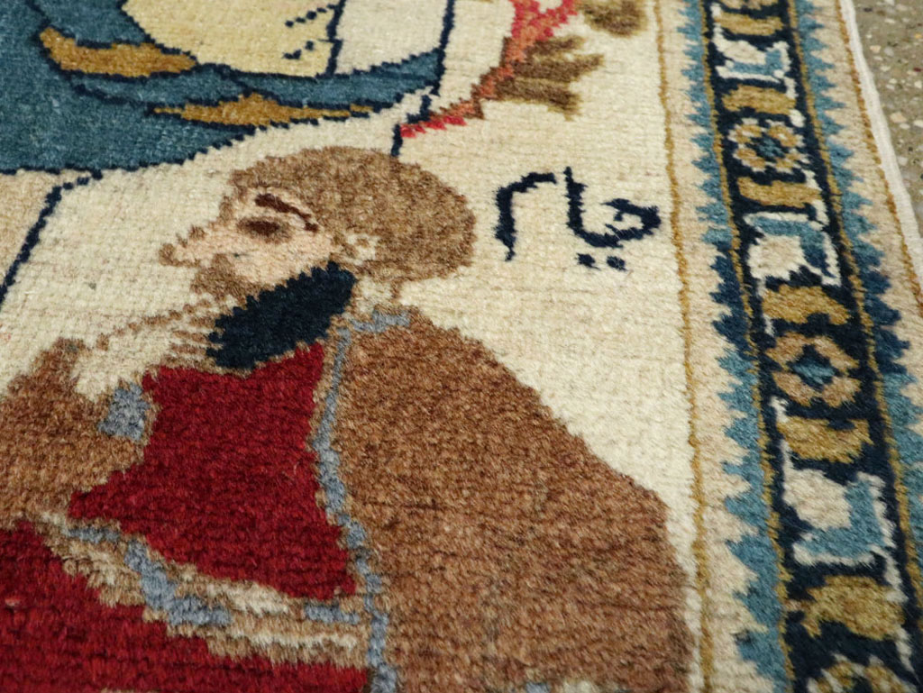 Vintage Persian Tabriz Pictorial Rug, No.20090 - Galerie Shabab