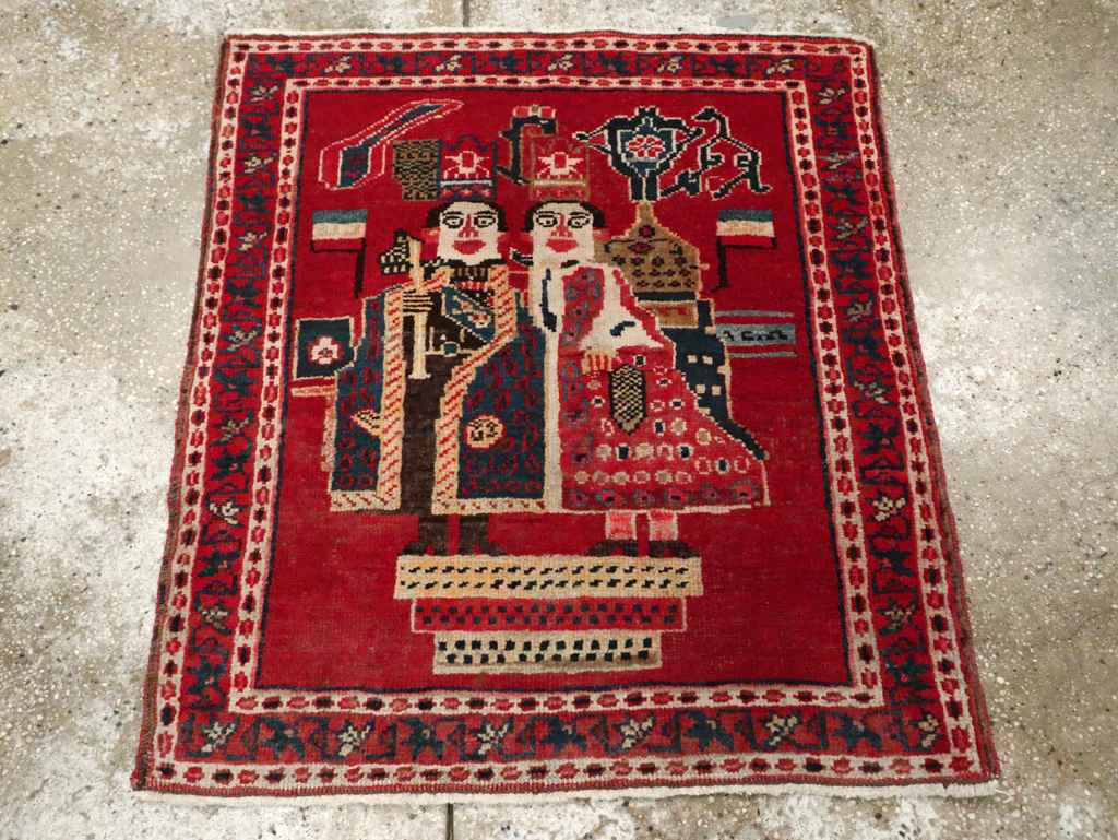 Antique Persian Heriz Pictorial Rug (Pair: 1 of 2), No.20091 - Galerie Shabab