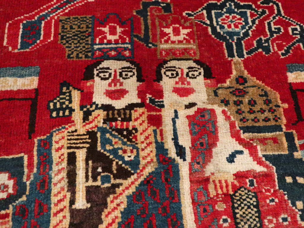 Antique Persian Heriz Pictorial Rug (Pair: 1 of 2), No.20091 - Galerie Shabab